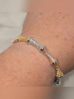 Freida Rothman VaultTri-Tone Pavé Crystal Segment Bracelet - Gold, Silver & Rose